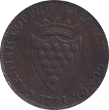 1791 HALFPENNY TOKEN CORNWALL
