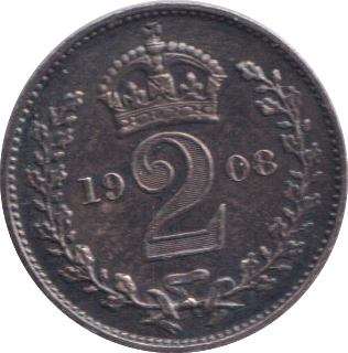 1908 MAUNDY TWO PENCE ( UNC )