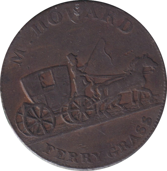 1790 HALFPENNY TOKEN JAMAICA FERRY GRASS