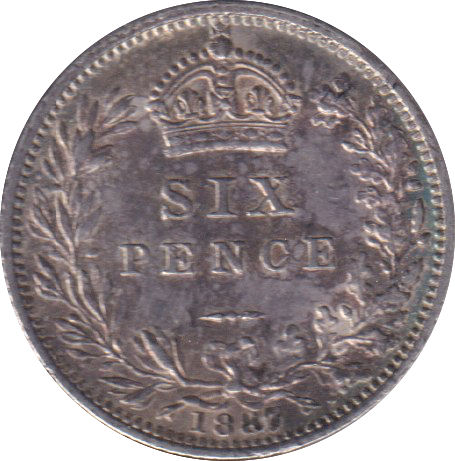 1887 SIXPENCE (EF)