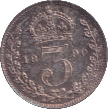 1890 MAUNDY THREE PENCE ( EF )