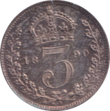 1890 MAUNDY THREE PENCE ( EF )