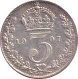 1907 MAUNDY THREE PENCE ( VF )