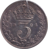 1904 MAUNDY THREE PENCE ( GVF )