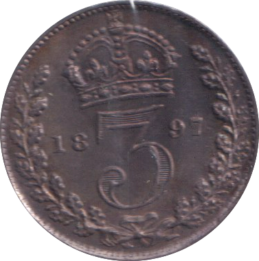 1897 MAUNDY THREE PENCE ( AUNC )