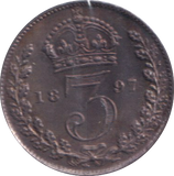 1897 MAUNDY THREE PENCE ( AUNC )