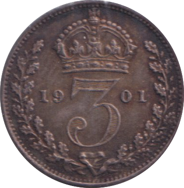 1901 MAUNDY THREE PENCE ( EF )