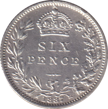 1887 SIXPENCE (EF)