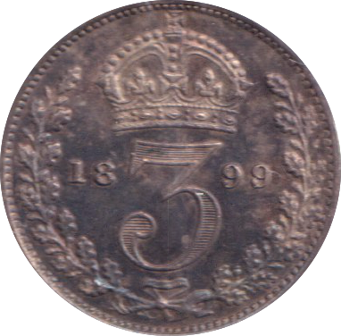 1899 MAUNDY THREE PENCE ( AUNC )