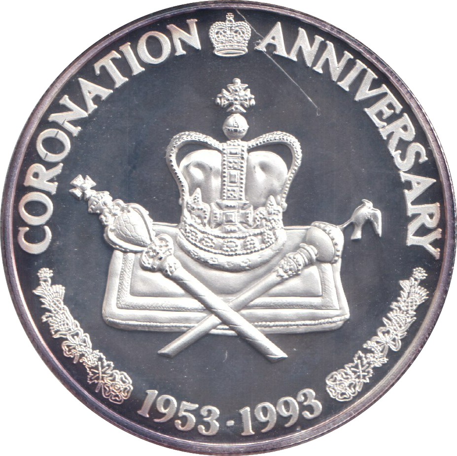 1993 SILVER PROOF 20 CROWN CORONATION ANNIVERSARY