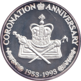 1993 SILVER PROOF 20 CROWN CORONATION ANNIVERSARY