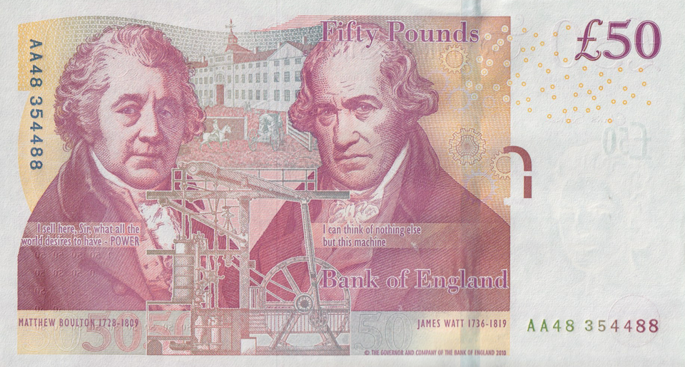 FIFTY POUNDS BANKNOTE SALMON AA01 REF £50-23 ( AUNC )
