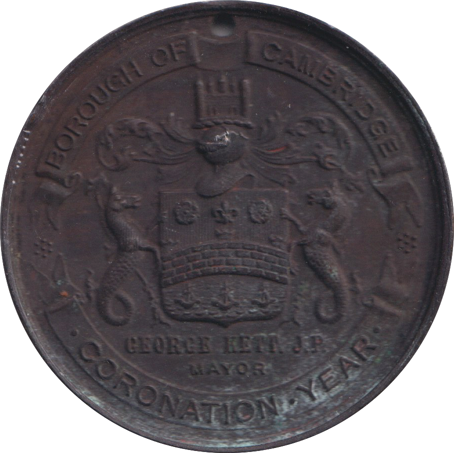 1902 EDWARD VII CORONATION MEDAL CAMBRIDGE