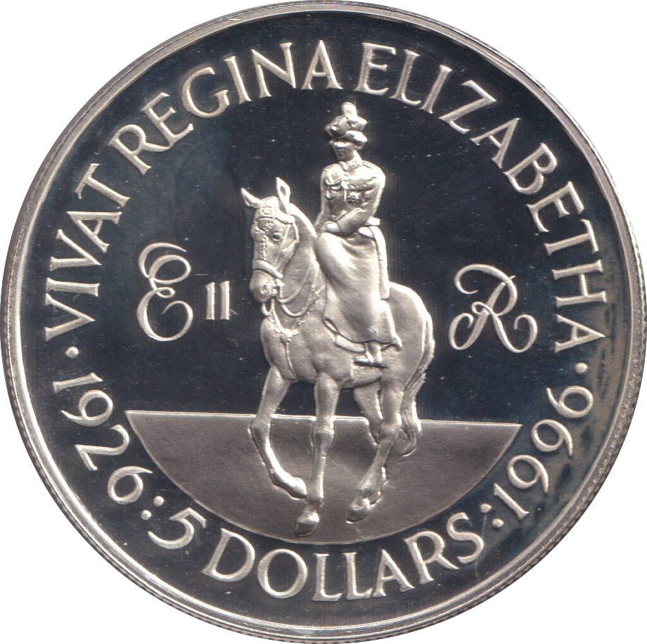1996 SILVER PROOF FIVE DOLLAR CAYMAN ISLANDS