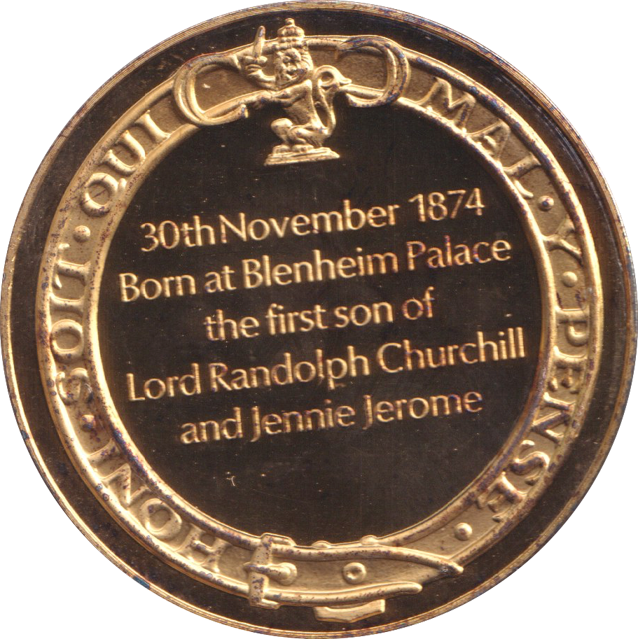 1974 SILVER GOLD PLATED WINSTON CHURCHILL BIRTH MEDALLION