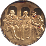 1974 SILVER GOLD PLATED WINSTON CHURCHILL YALTA MEETING MEDALLION