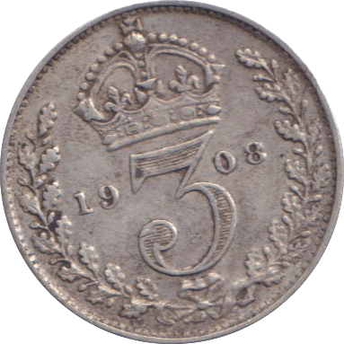 1908 THREEPENCE ( GF )
