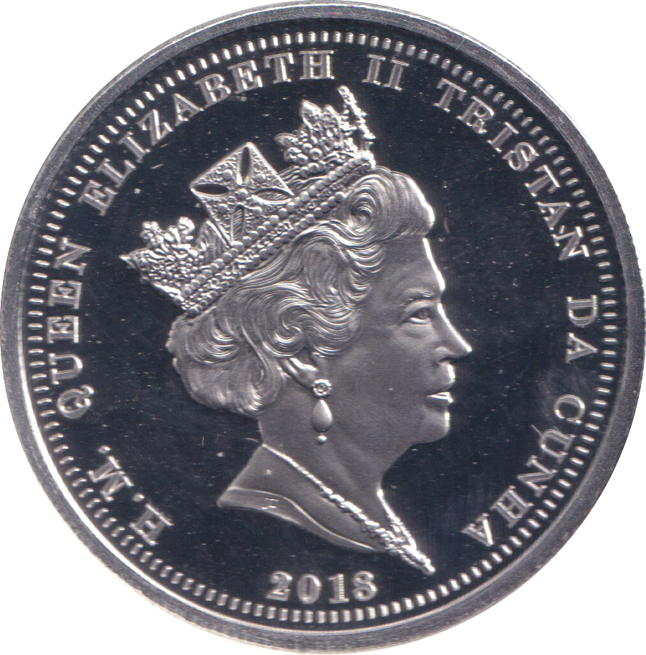 2018 CORONATION ANNIVERSARY SILVER PLATED FIVE POUND TRISTAN DA CUNHA