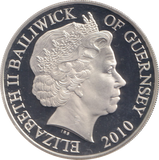 2010 SILVER PROOF FIVE POUNDS GUERNSEY NATIONAL SERVICE