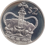 2002 SILVER PROOF TWO DOLLAR CAYMAN ISLANDS