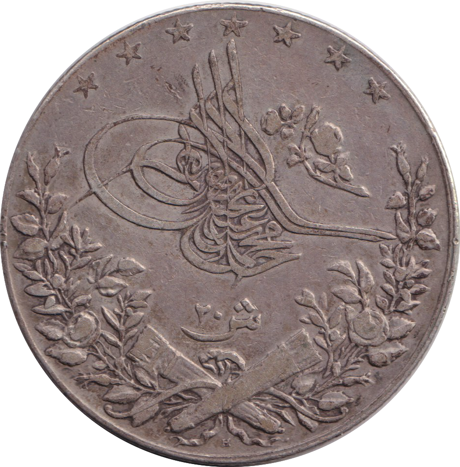 1913 SILVER 20 QIRSH EGYPT