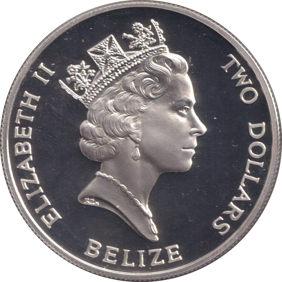1993 SILVER PROOF TWO DOLLAR BELIZE