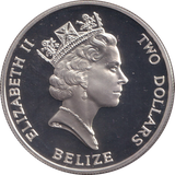 1993 SILVER PROOF TWO DOLLAR BELIZE