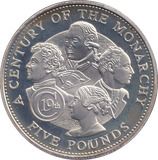 2001 SILVER PROOF FIVE POUND CENTURY OF MONARCHY