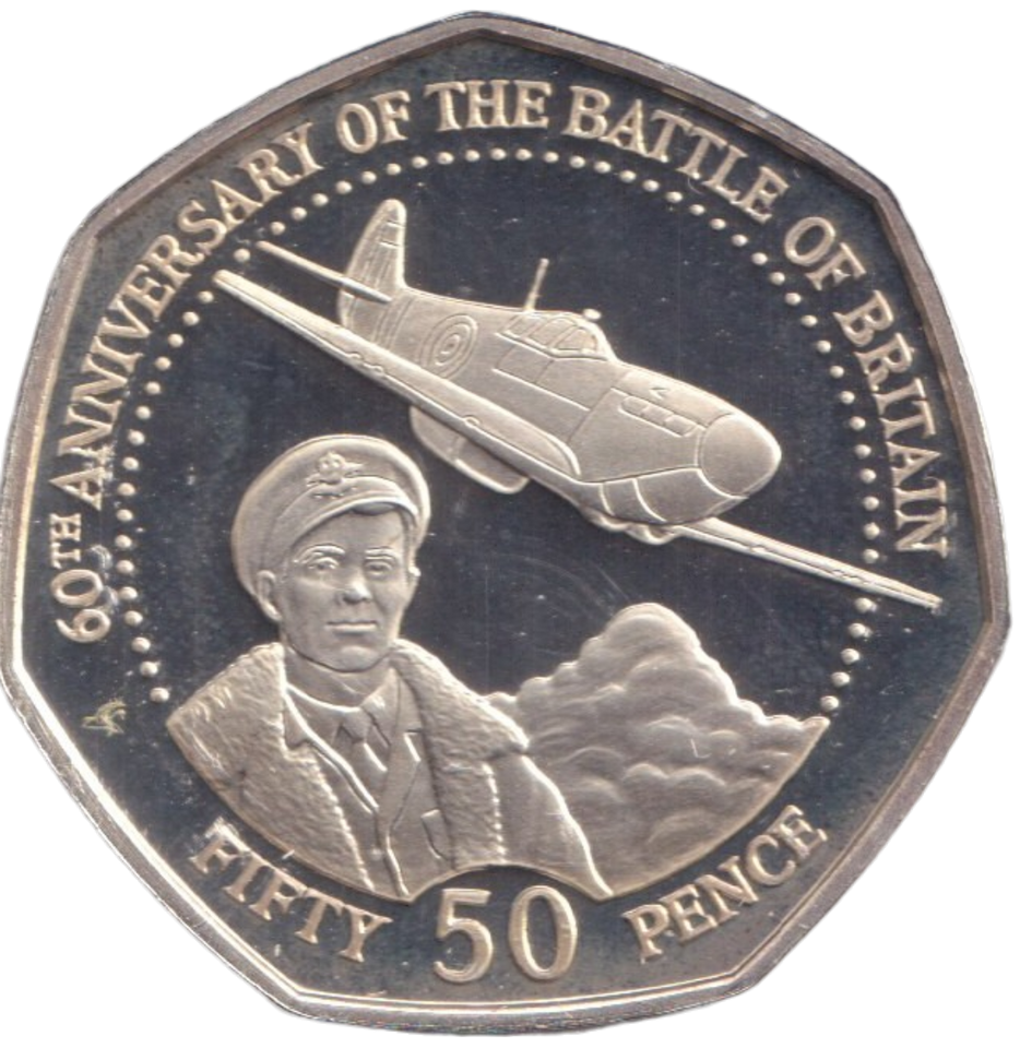 2000 SILVER PROOF 50P 60TH ANNIVERSARY OF THE BATTLE OF BRITAIN