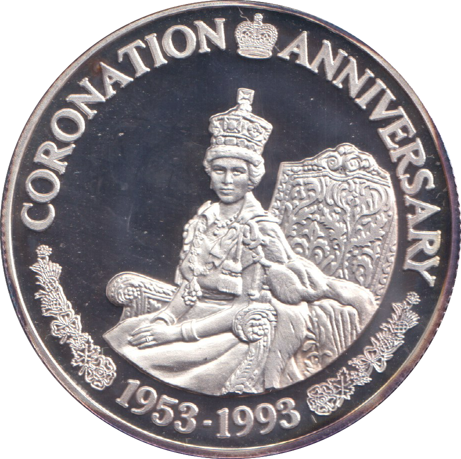 1993 SILVER PROOF 20 CROWN QUEEN'S CORONATION