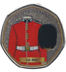 2023 50P SHAPED COIN SCOTS GUARDS