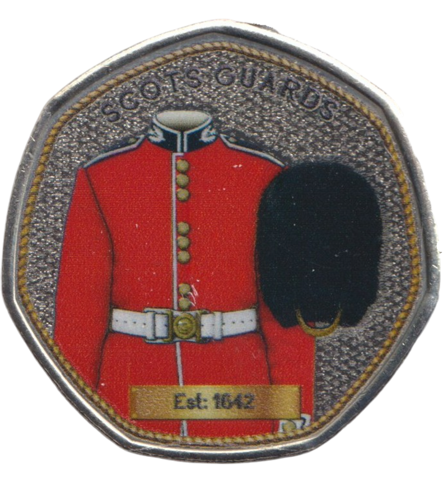 2023 50P SHAPED COIN SCOTS GUARDS