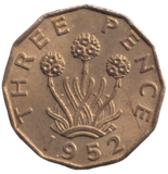 1952 BRASS THREEPENCE ( UNC )