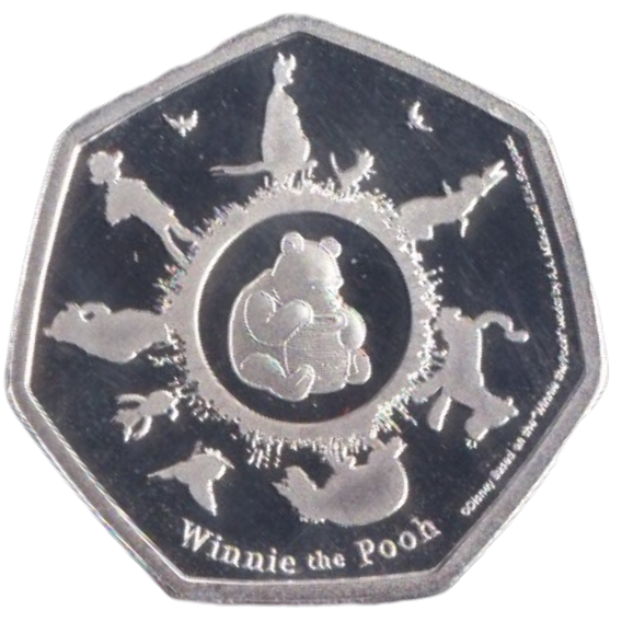 2020 SILVER PLATED 50P SHAPED COIN WINNIE THE POOH