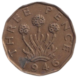 1946 THREE PENCE ( FINE ) REF-6