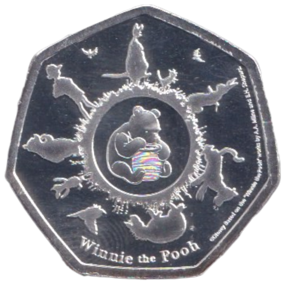 2020 SILVER PLATED 50P SHAPED COIN WINNIE THE POOH