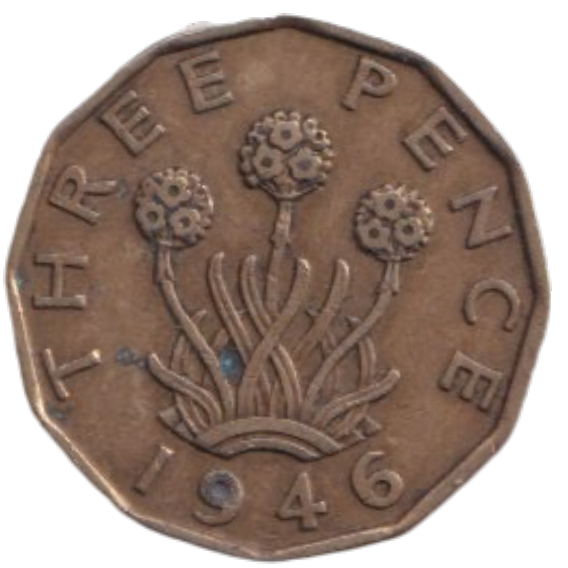 1946 THREE PENCE ( FINE ) REF-26