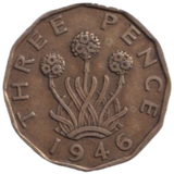 1946 THREE PENCE ( FINE ) REF-17