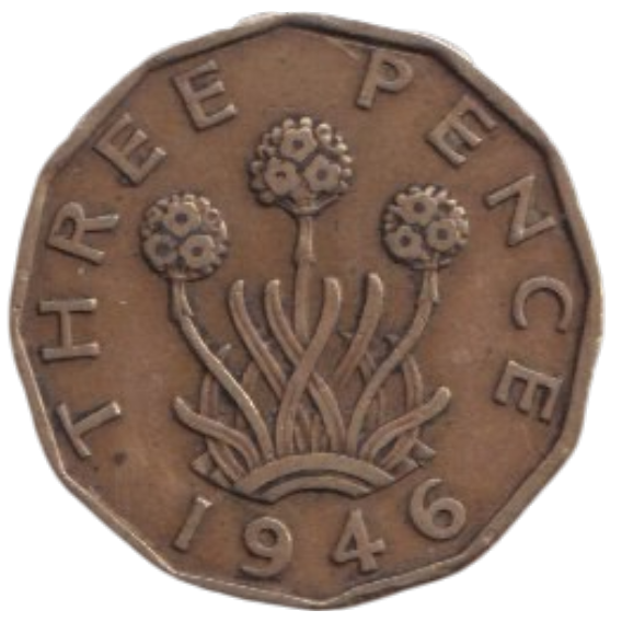 1946 THREE PENCE ( FINE ) REF-12