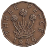 1946 THREE PENCE ( FINE ) REF-12
