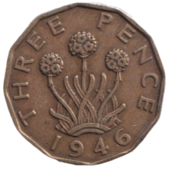 1946 THREE PENCE ( FINE ) REF-9