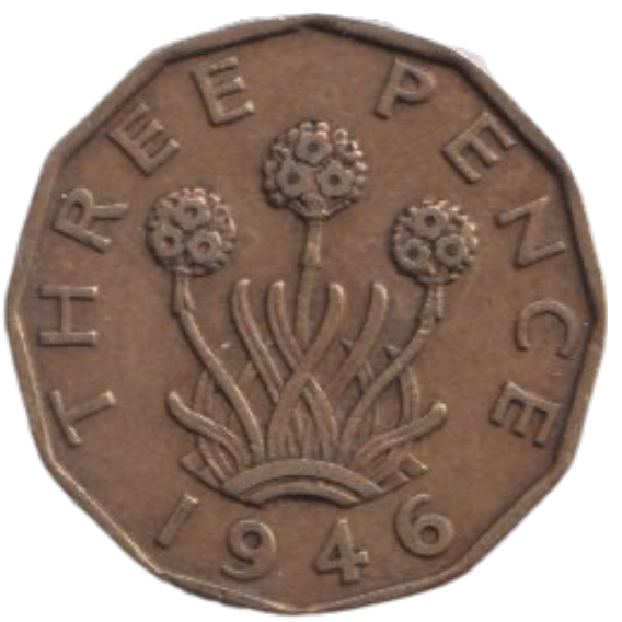 1946 THREE PENCE ( FINE ) REF-10