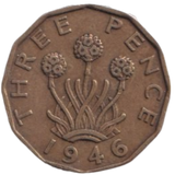 1946 THREE PENCE ( FINE ) REF-10