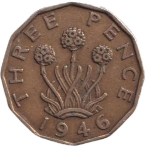 1946 THREE PENCE ( FINE ) REF-7