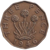 1946 THREE PENCE ( FINE ) REF-7
