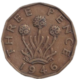 1946 THREE PENCE ( FINE ) REF-4