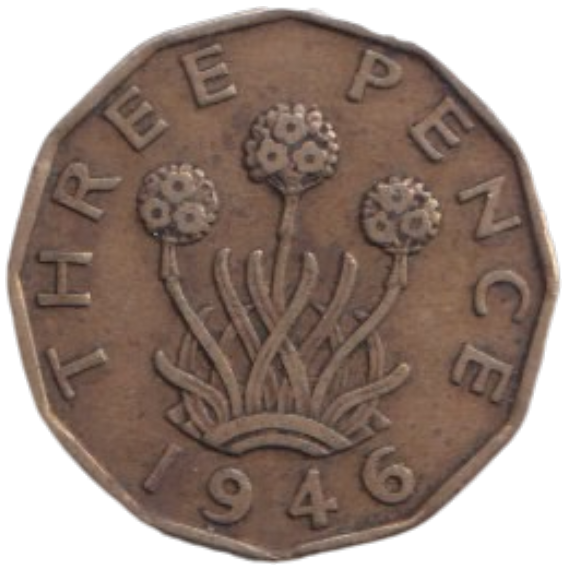 1946 THREE PENCE ( FINE ) REF-18