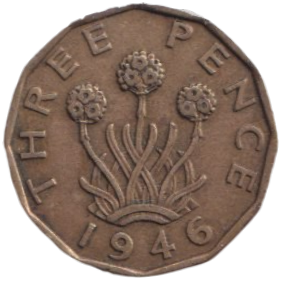 1946 THREE PENCE ( FINE ) REF-22