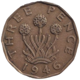 1946 THREE PENCE ( FINE ) REF-22