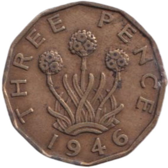1946 THREE PENCE ( FINE ) REF-15